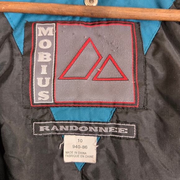 Vintage 80s 90s Ski Coat Winter Jacket Belted Teal Large - Picture 15 of 16